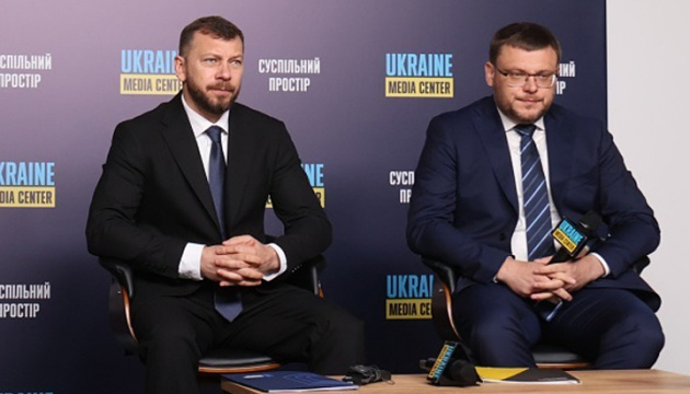 Керівники САП Олександр Клименко і НАБУ Семен Кривонос Олександр Клименко на брифінгу.Фото Media Center Ukraine